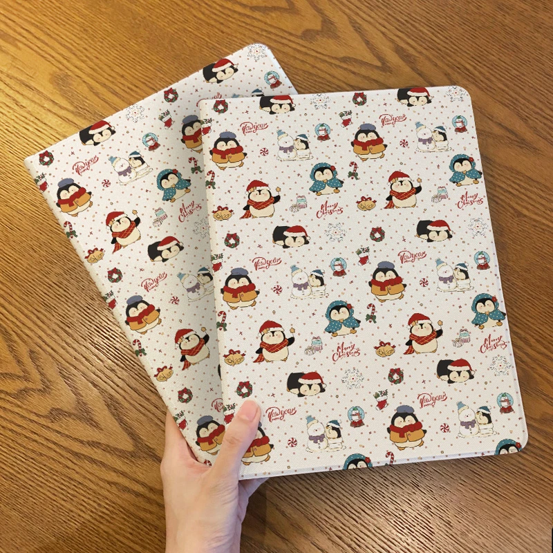 【书本式雪人小企鹅】适用苹果air6平板ipad9保护套华为11全包小米7