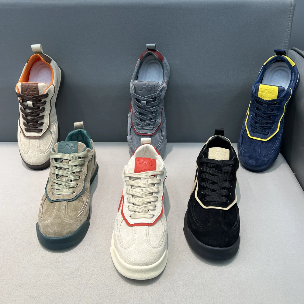 真皮翻毛皮潮流板鞋时尚运动百搭软底软面舒适男士休闲鞋秋季轻奢