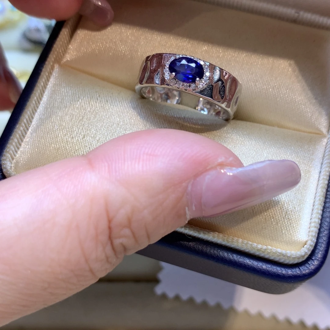 戒指蓝宝石银S925镶嵌
