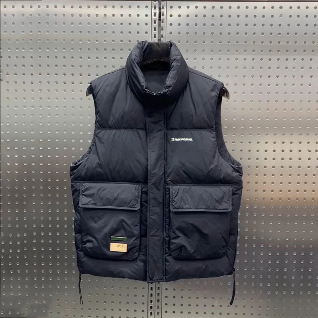 潮牌工装羽绒马甲男2025秋冬新款韩版立领工装大口袋百搭保暖背心