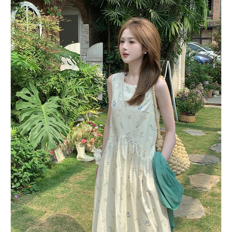 FUGUI RICH小个子法式连衣裙中长款小众无袖背心裙子 26251L5009