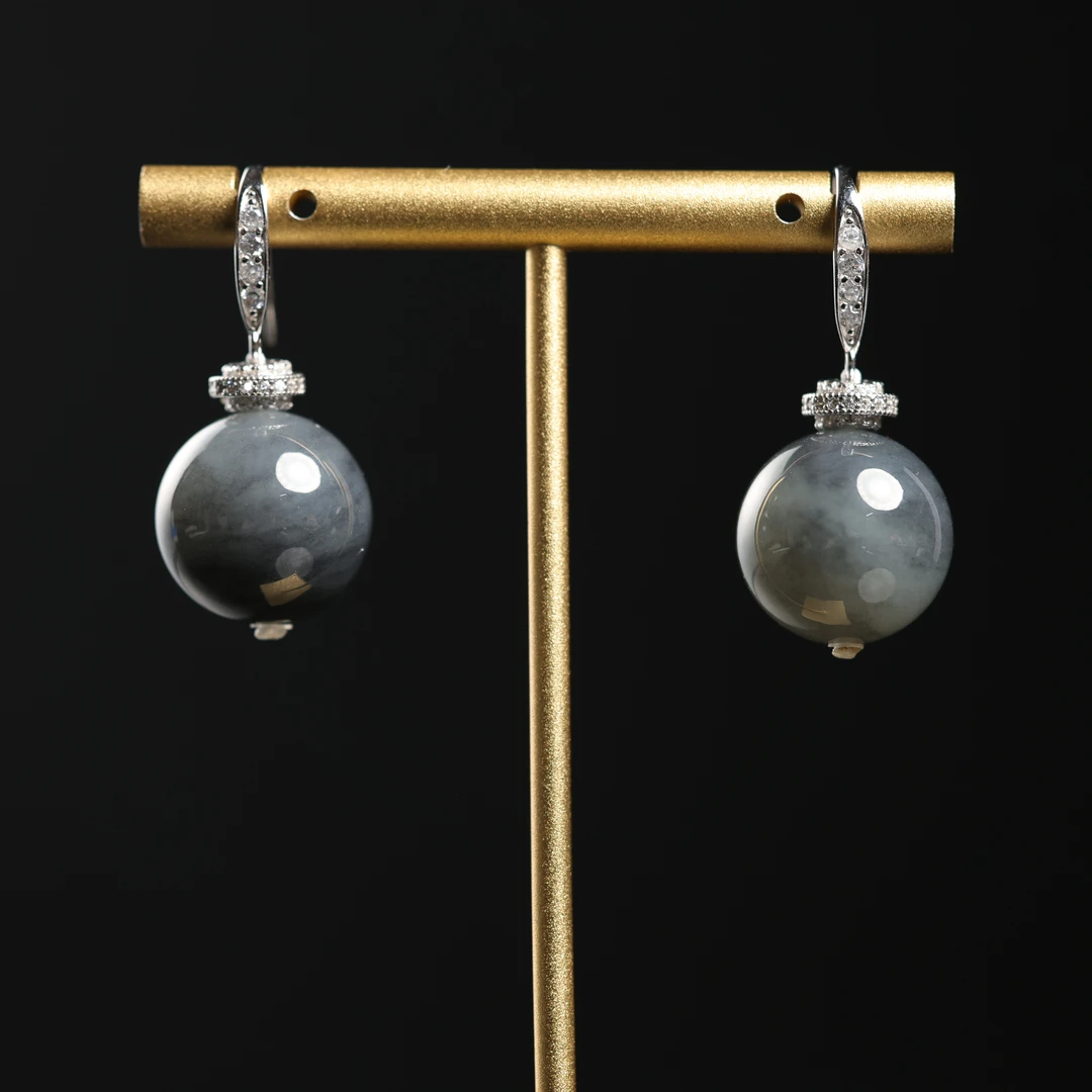 本真 | 清和 | 严选精品和田玉高色青花15mm+耳饰