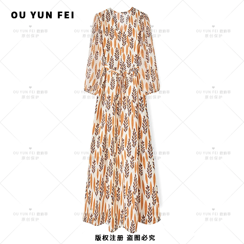 女装连衣裙高级显瘦秋季气质时尚碎花长裙轻奢夏季春季春夏F1738