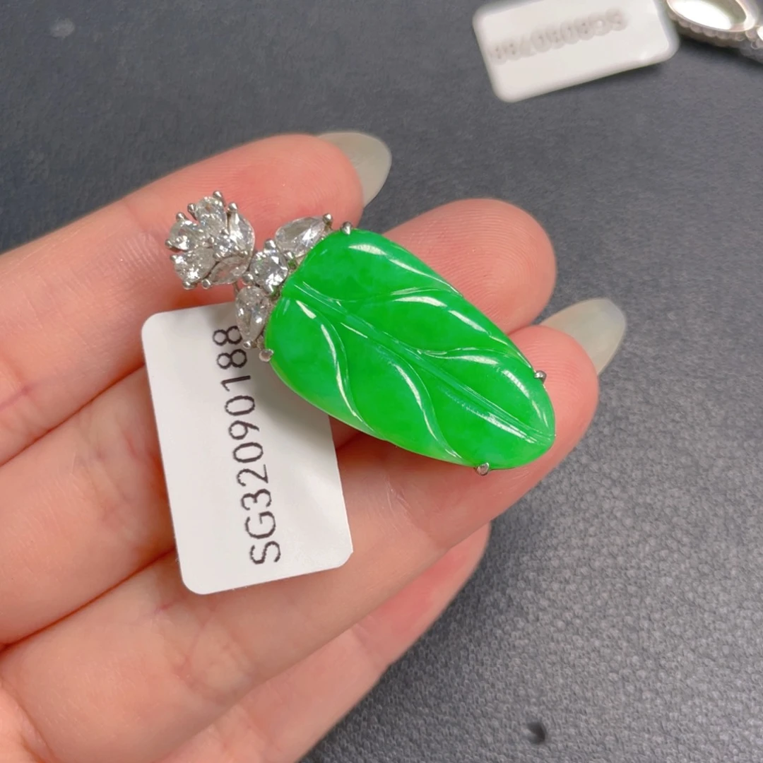 吊坠(不含链)银S925镶嵌翡翠