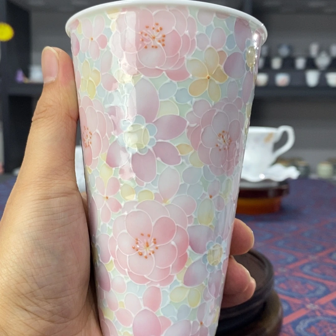 万花釉下手绘品茗杯