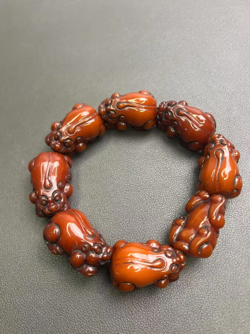1034-玉化菩提貔貅单圈手串 无礼盒
