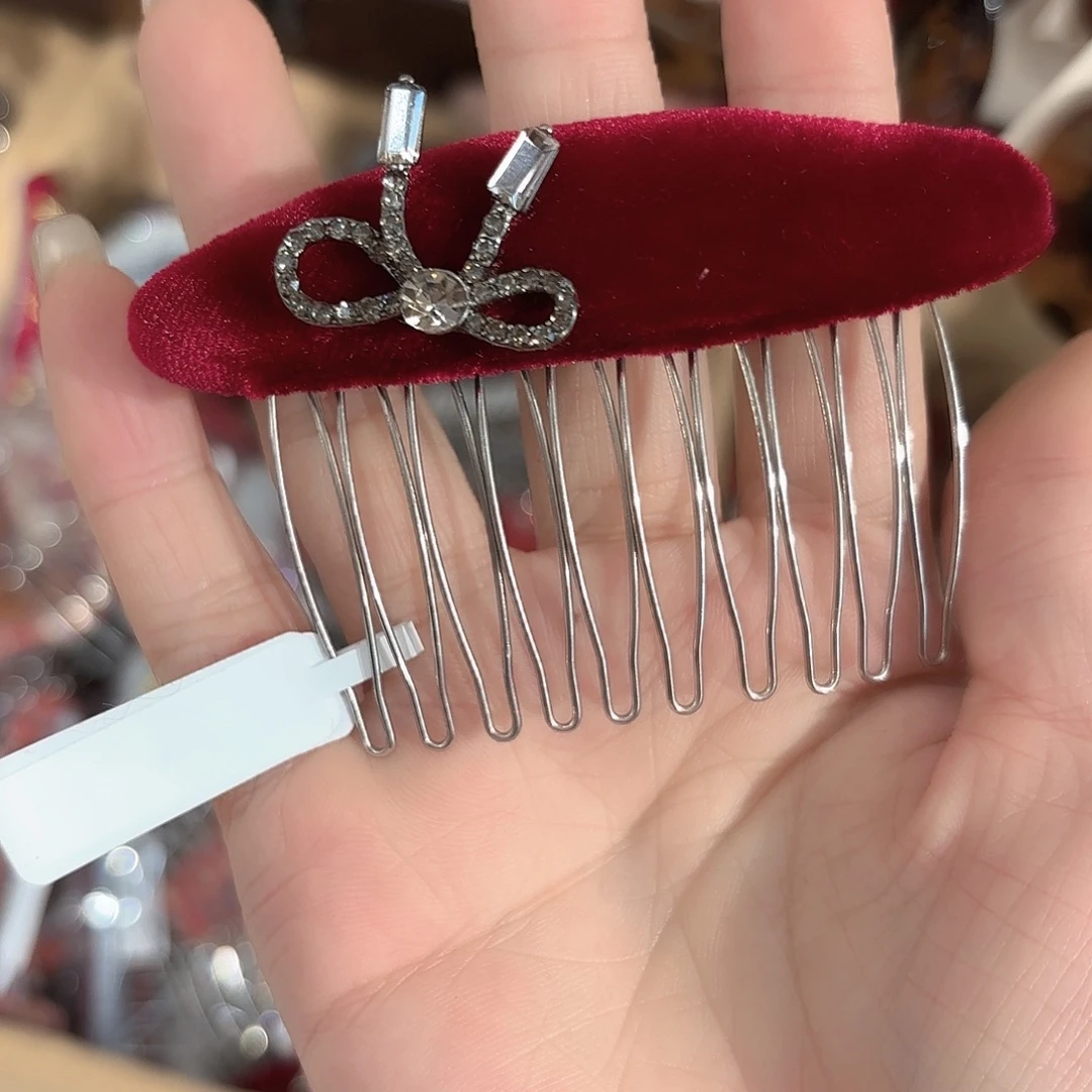 皮质铁合金蝴蝶结叉梳