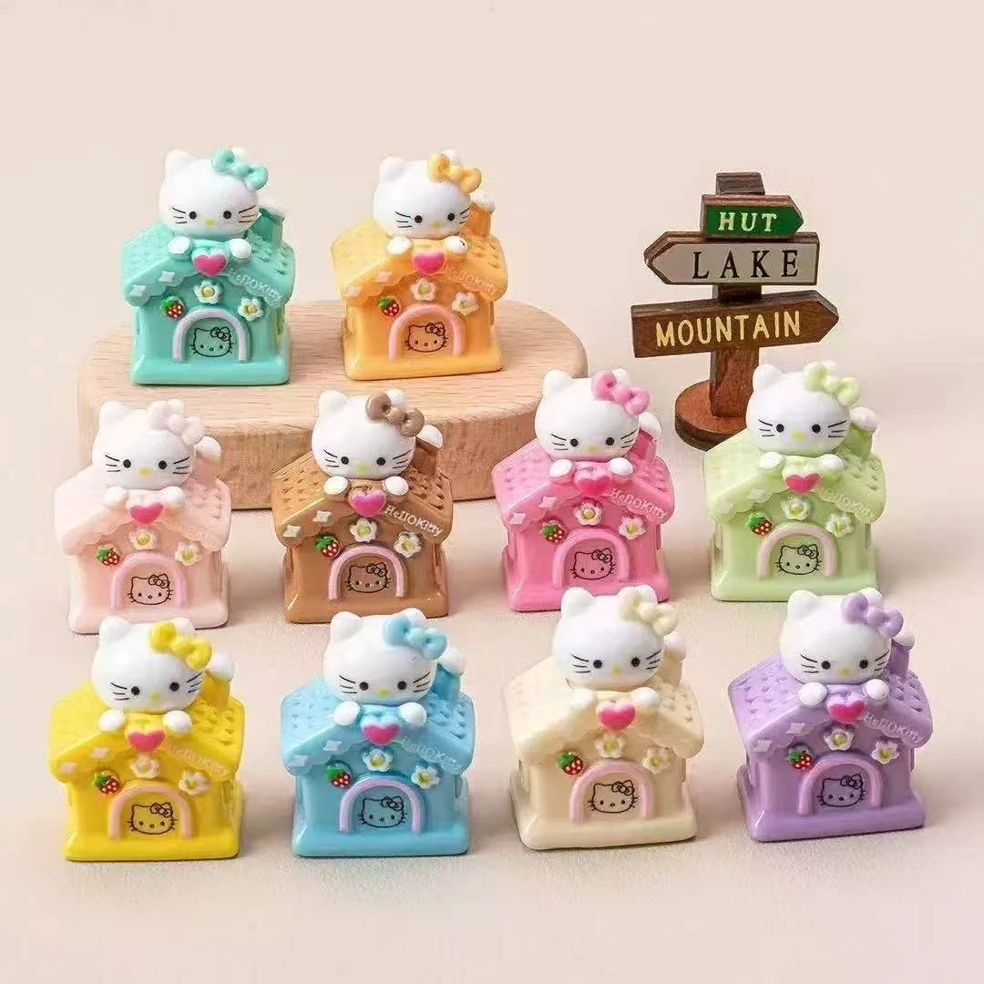 实色Kt猫房子DIY小摆件