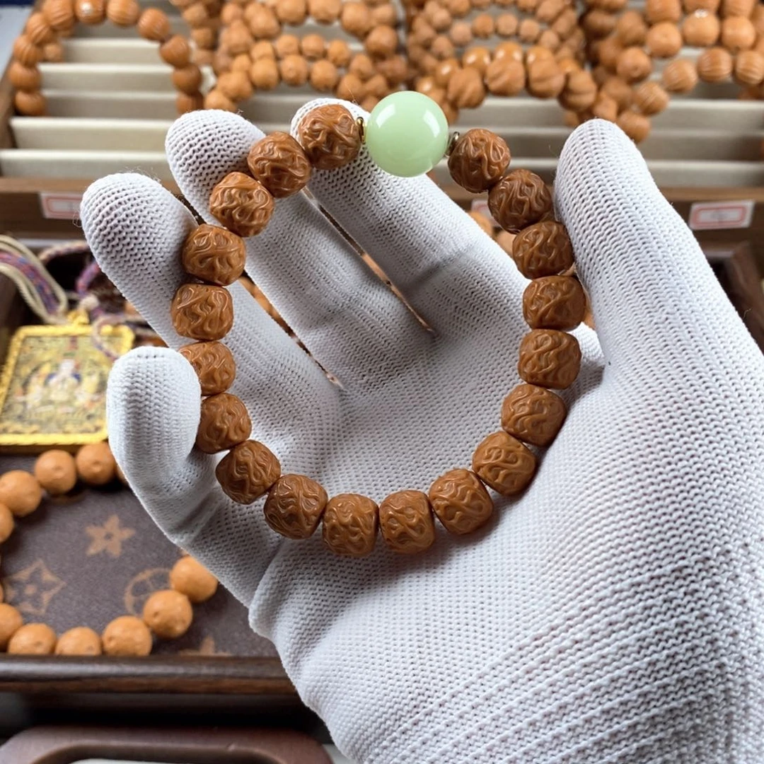 絕***猴头核桃吊坠猴头手串龙须