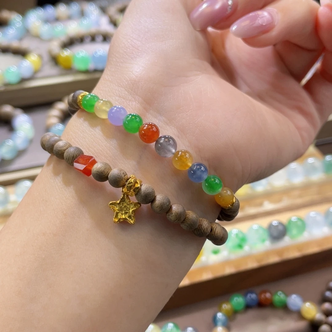 翡翠未镶嵌手链卡5.5糖果