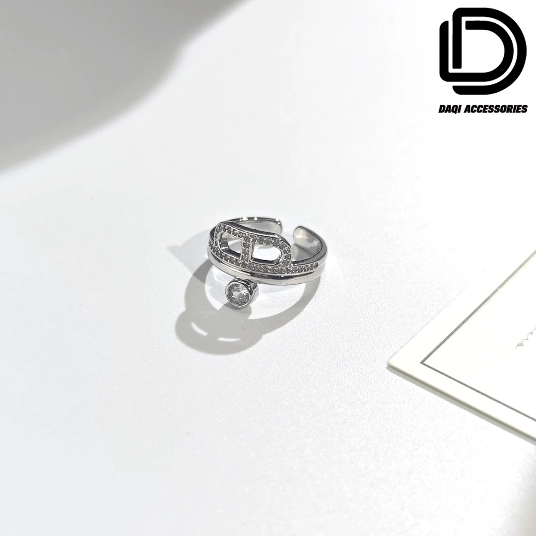 铜合金合成锆石戒指 03724大淇原创潮流小众个性符号镶锆戒指