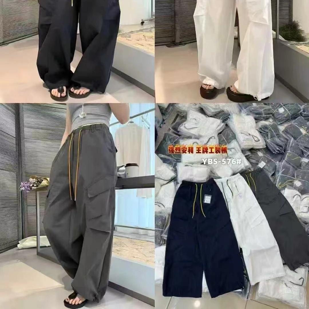8806款黄抽绳秋款工装裤韩系高腰