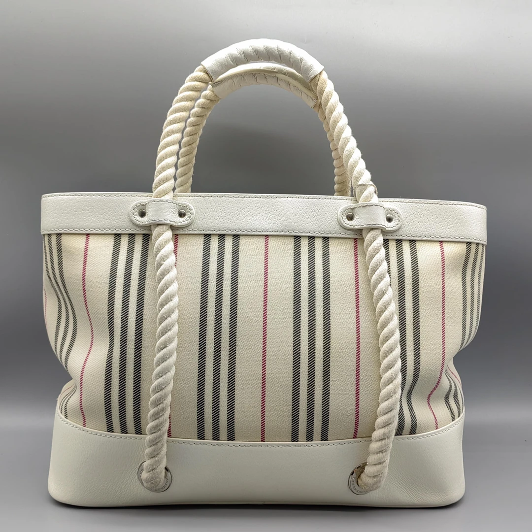 95新 BURBERRY/博柏利   白色格纹手提包  1585 7321