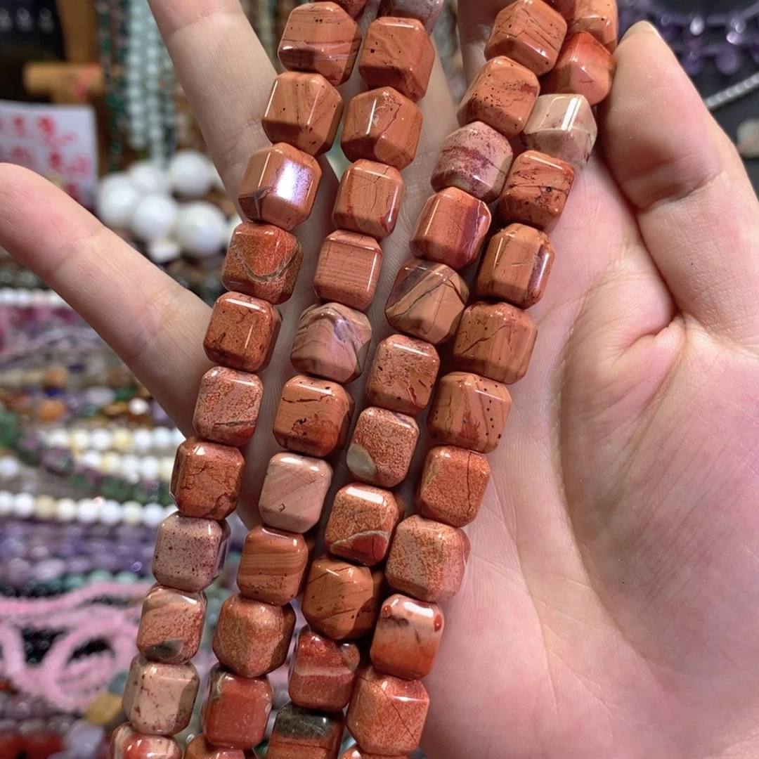 未镶嵌玛瑙/玉髓珠宝半成品红石方糖一条卡10mm