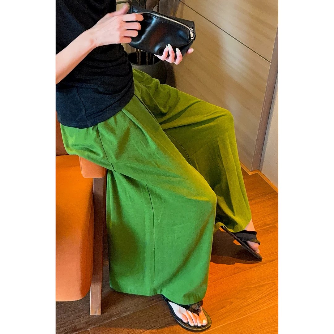 紫紫  碧山麻裤   山本随性时髦精立裁酵洗亚麻休闲裤ZD05KZHJ989