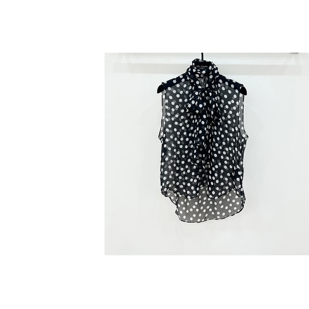 【西西高定】夏日小众设计感波点无袖衬衫上衣