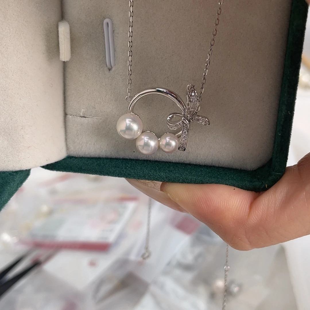 项链银S925镶嵌海水珍珠