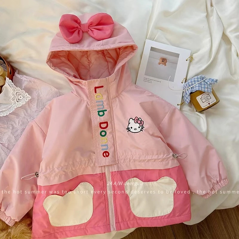 女童二棉外套秋冬新款儿童洋气韩版连帽冲锋衣女宝宝可爱刺绣上衣