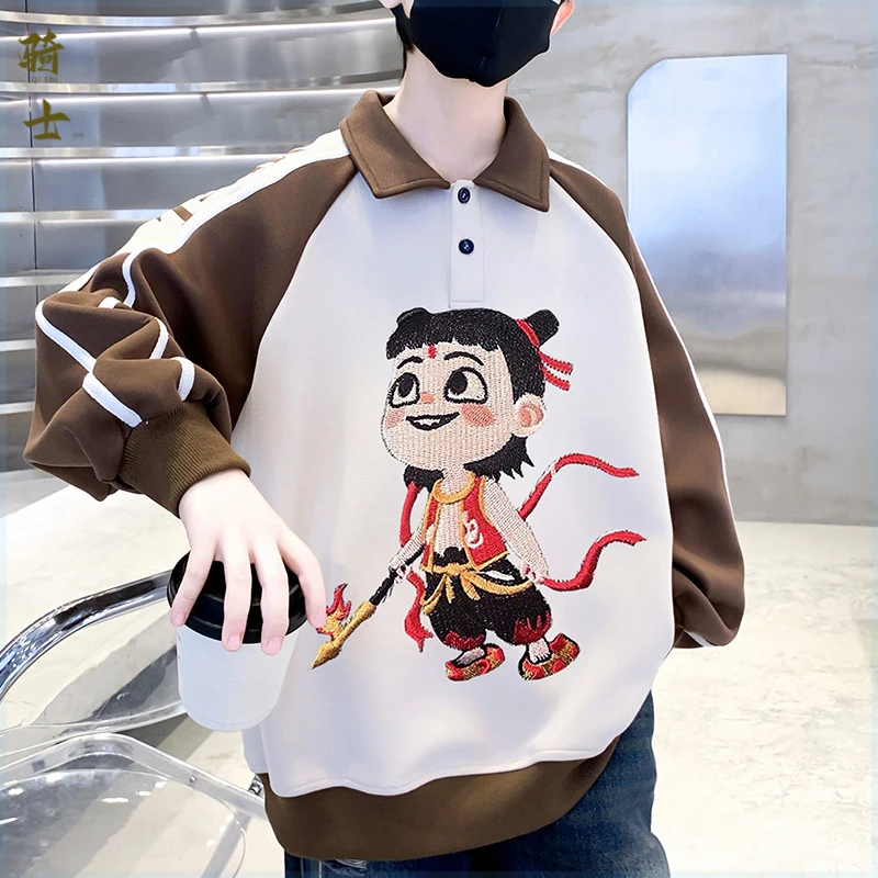 男童秋款卫衣2025新款洋气儿童秋季POLO衫中大童痞帅男孩宽松上衣