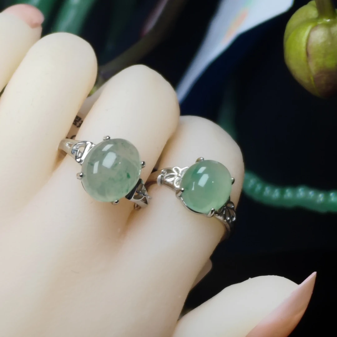 非洲翠冰飘花戒指天然玉石独龙玉A货（多样性发货 拍一发一）