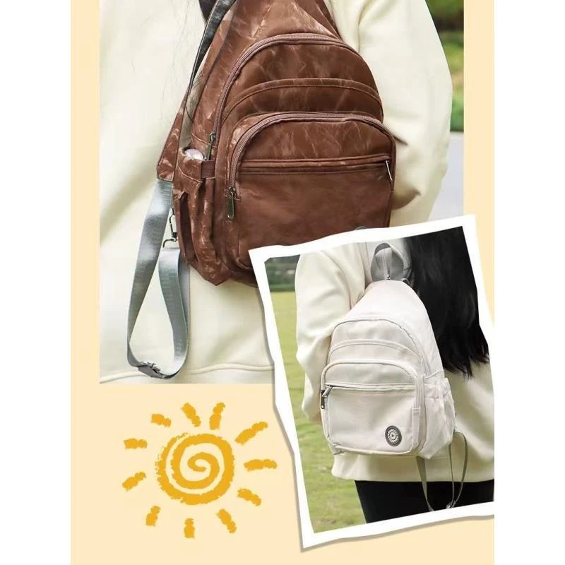 小雅姐姐   原宿风简约大容量纹理百搭休闲双肩包IX73