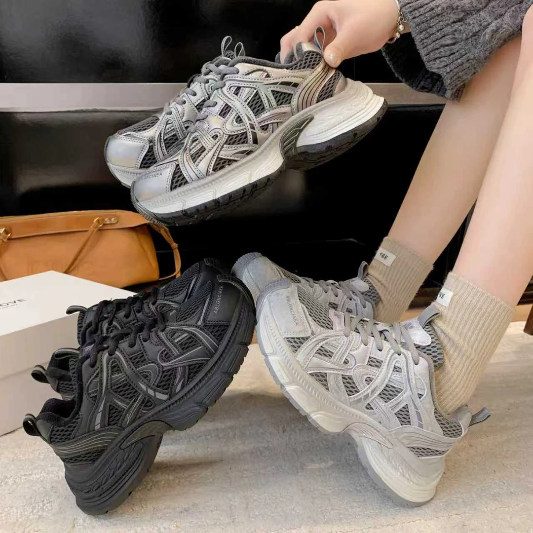 2025 加绒轻便防滑老爹鞋韩版百搭时尚网面潮鞋10177