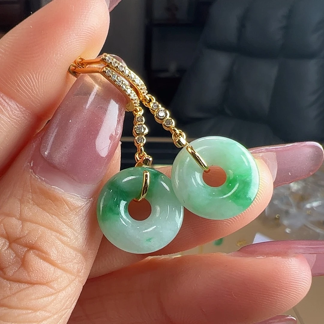 翡翠银S925镶嵌耳饰耳环