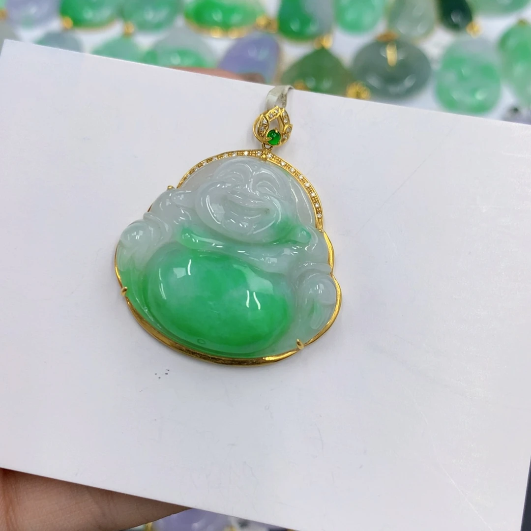 森***鸟颈饰18K金镶嵌翡翠翡翠