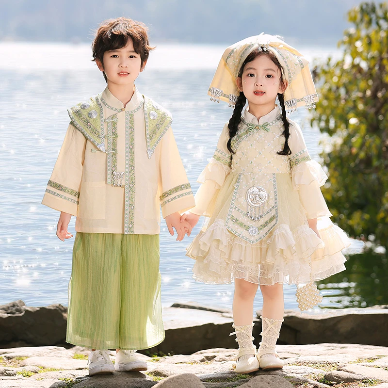 三月三广西壮族服装少数民族儿童服装六一表演演出服男童女童汉服