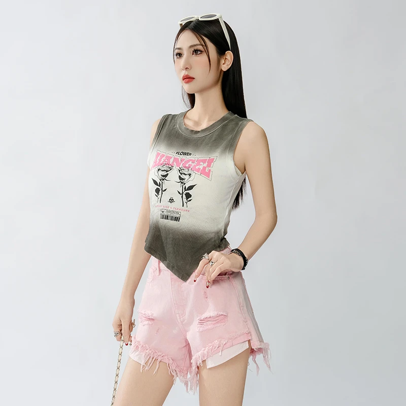 【戴拉专享】不规则下摆复古无袖背心842511