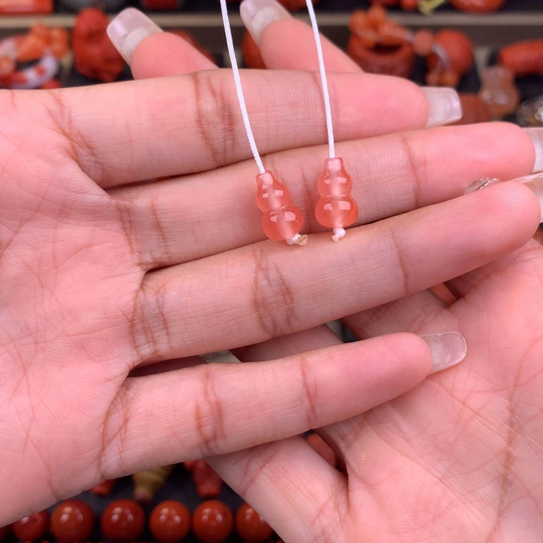 南红玛瑙未镶嵌葫芦对珠7+