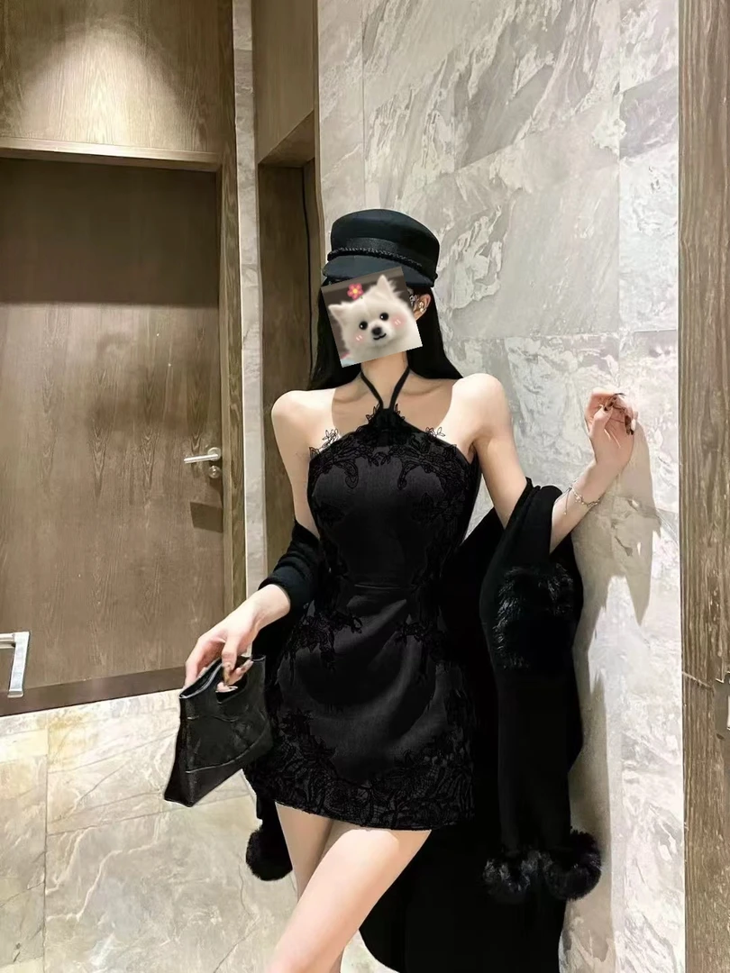 GGE【叶子定制 】原创设计师款蕾丝拼接定制挂脖连衣裙套