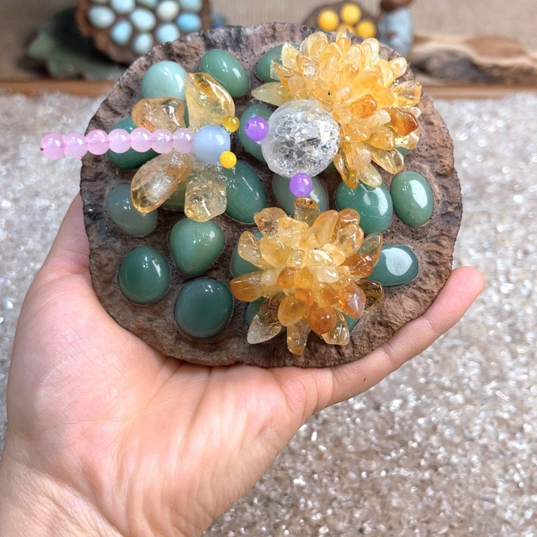 绿东陵黄晶牙莲蓬造景