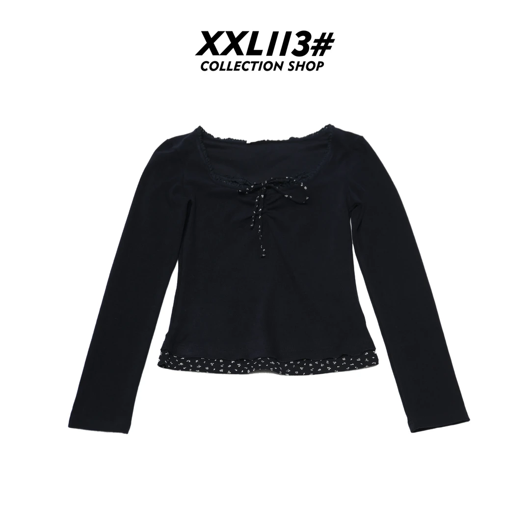 113* CENTRALIZED SHOP拼接蝴蝶结宽松德绒T恤X5F27I6929