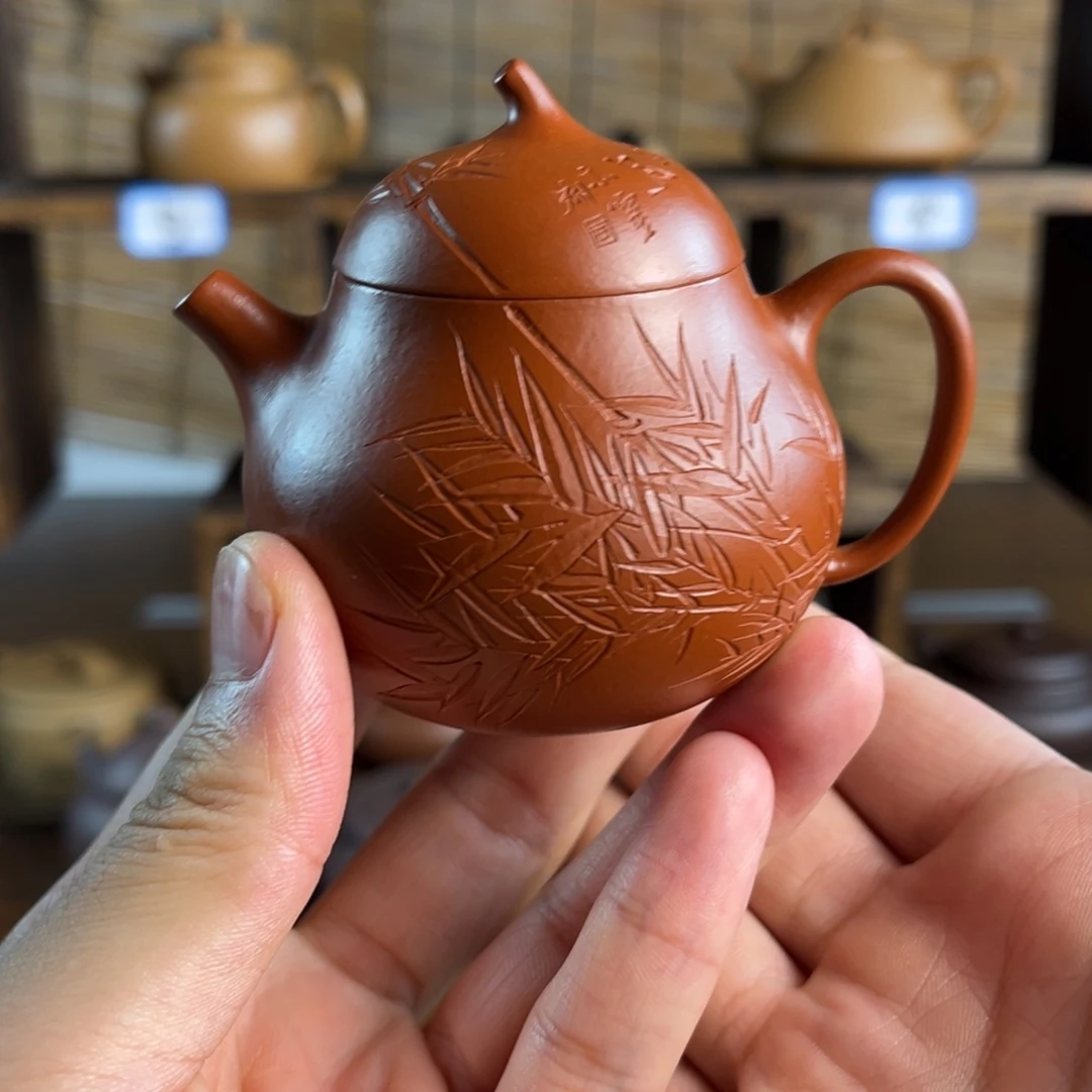 茶壶紫砂粗砂朱泥茄瓜