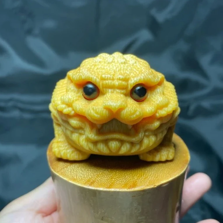 《虎蟾》实心竹龙血金丝竹雕虎蟾金蟾赠送油刷