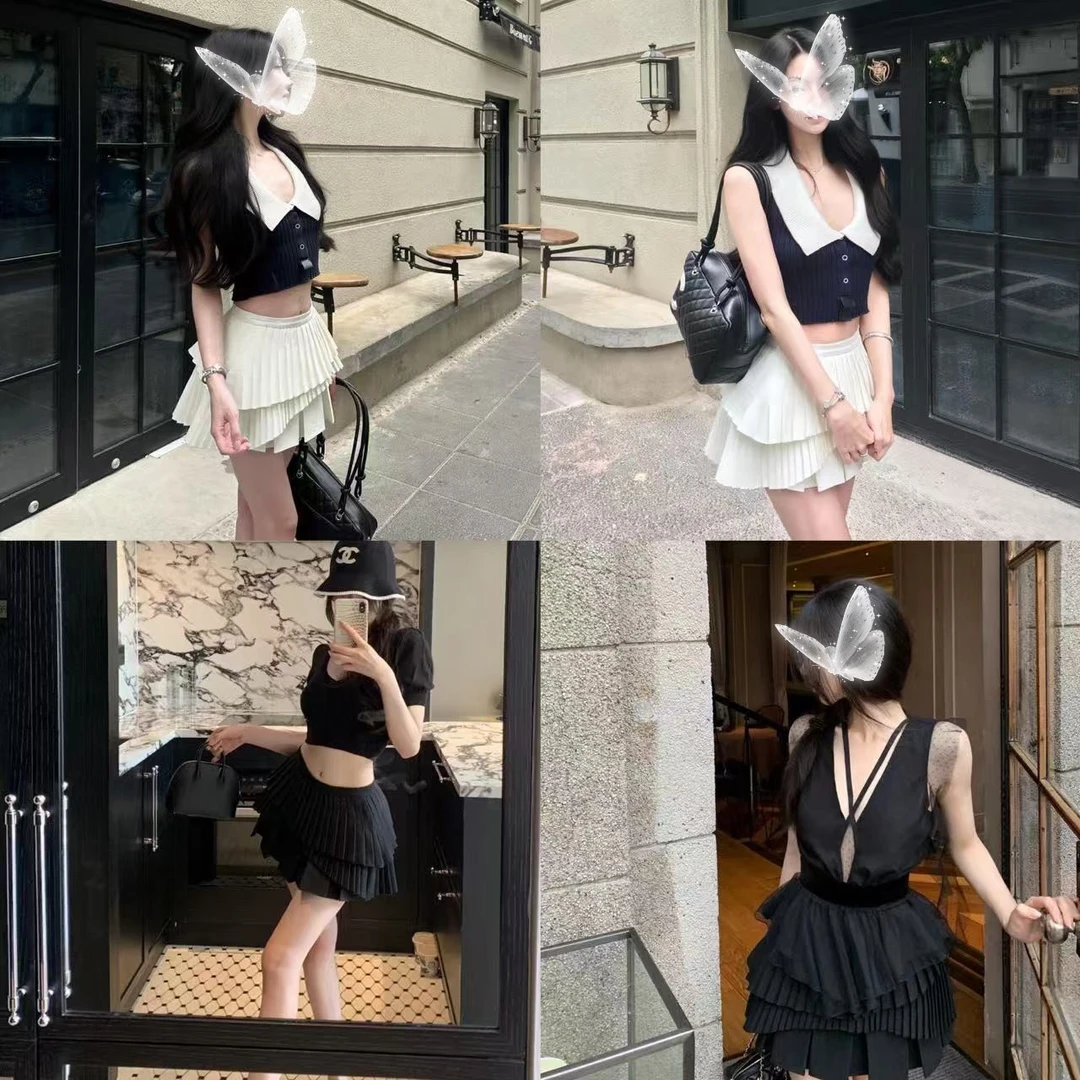 学院风高级感高腰a字显瘦半身裙女百搭短款防走光百褶裙裤