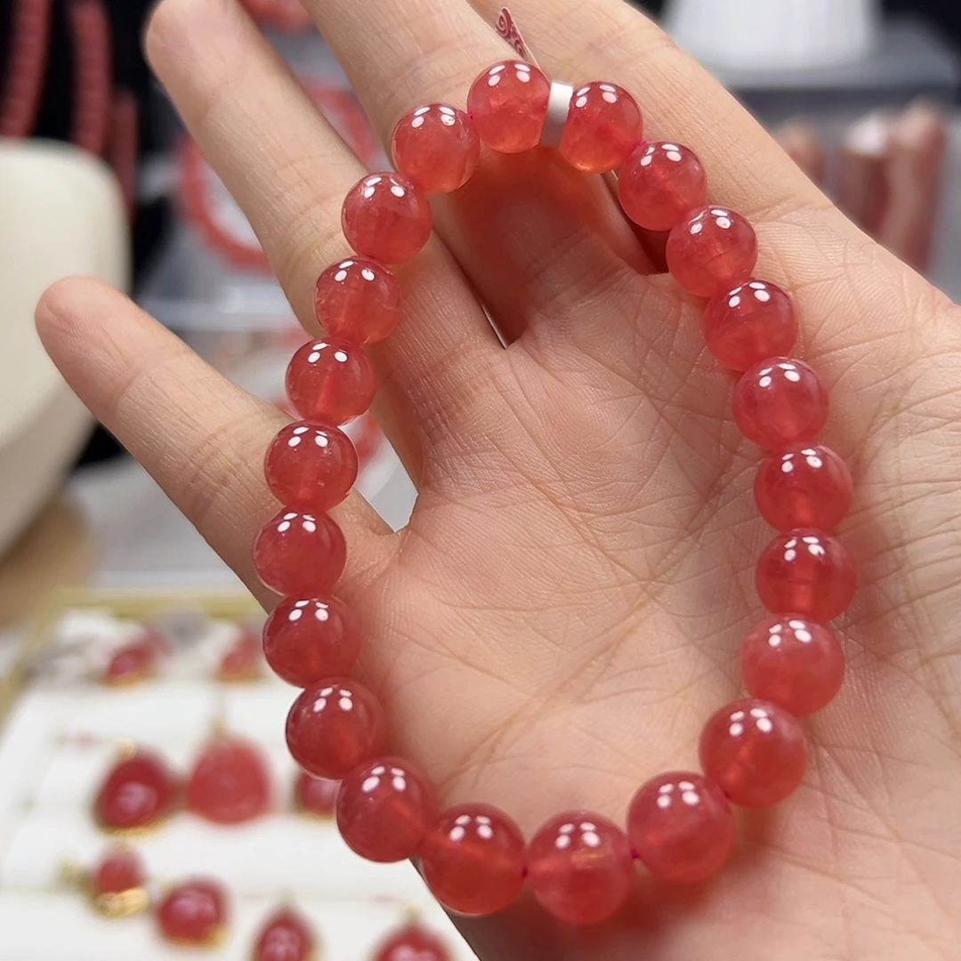 菱锰矿（红纹石）未镶嵌手串