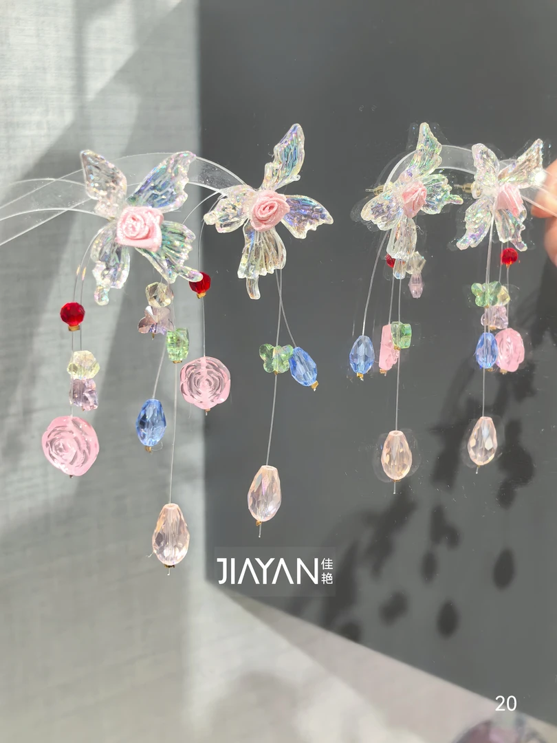 非金属亚克力耳饰 1024新款彩色蝴蝶流苏耳坠夏日氛围感耳环