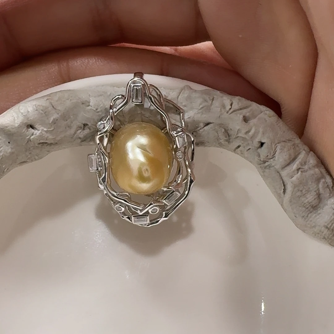 金***宝银S925镶嵌吊坠(不含链)海水珍珠