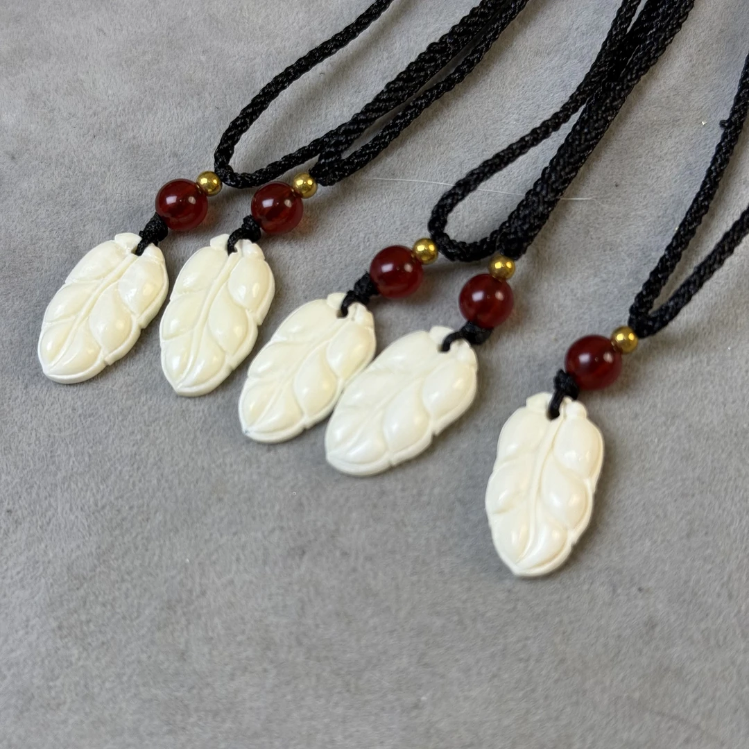 天然猛犸金枝玉叶吊坠