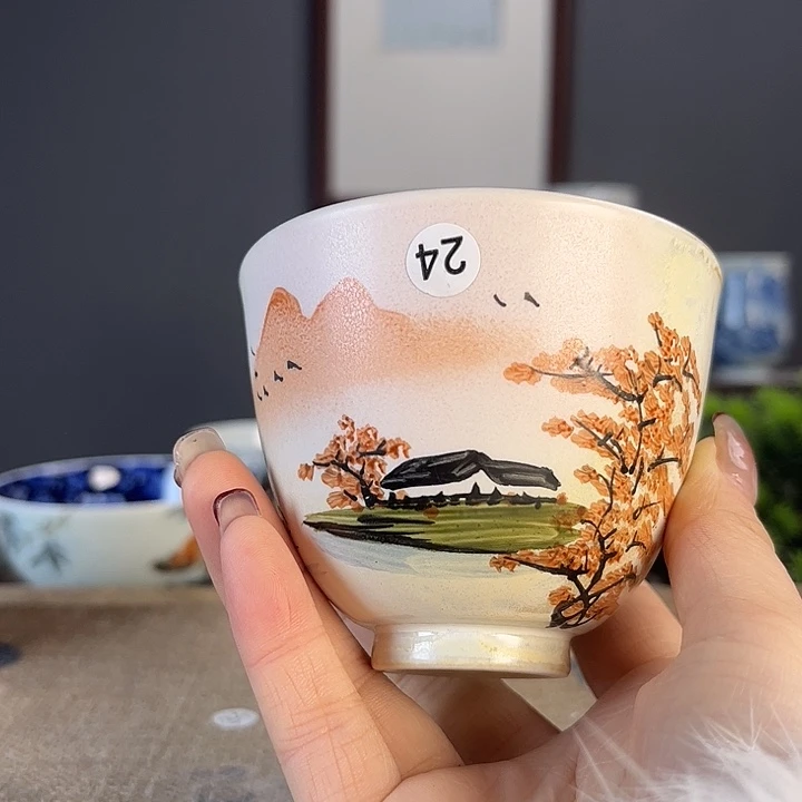 摆件景德柴烧茶杯多人