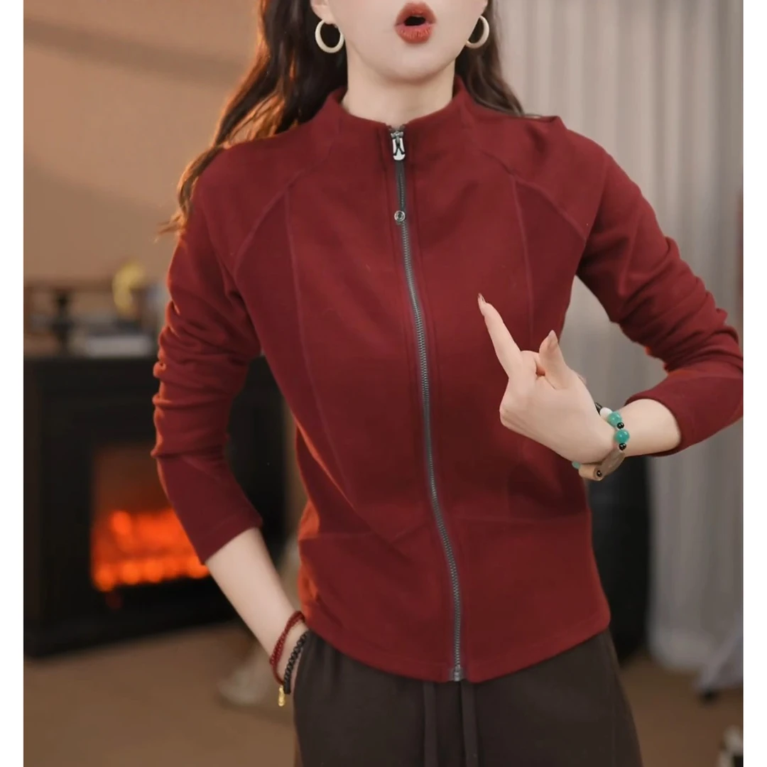 2025秋冬季新款保暖打底衫卫衣女时尚洋气百搭显瘦长袖开衫上衣潮