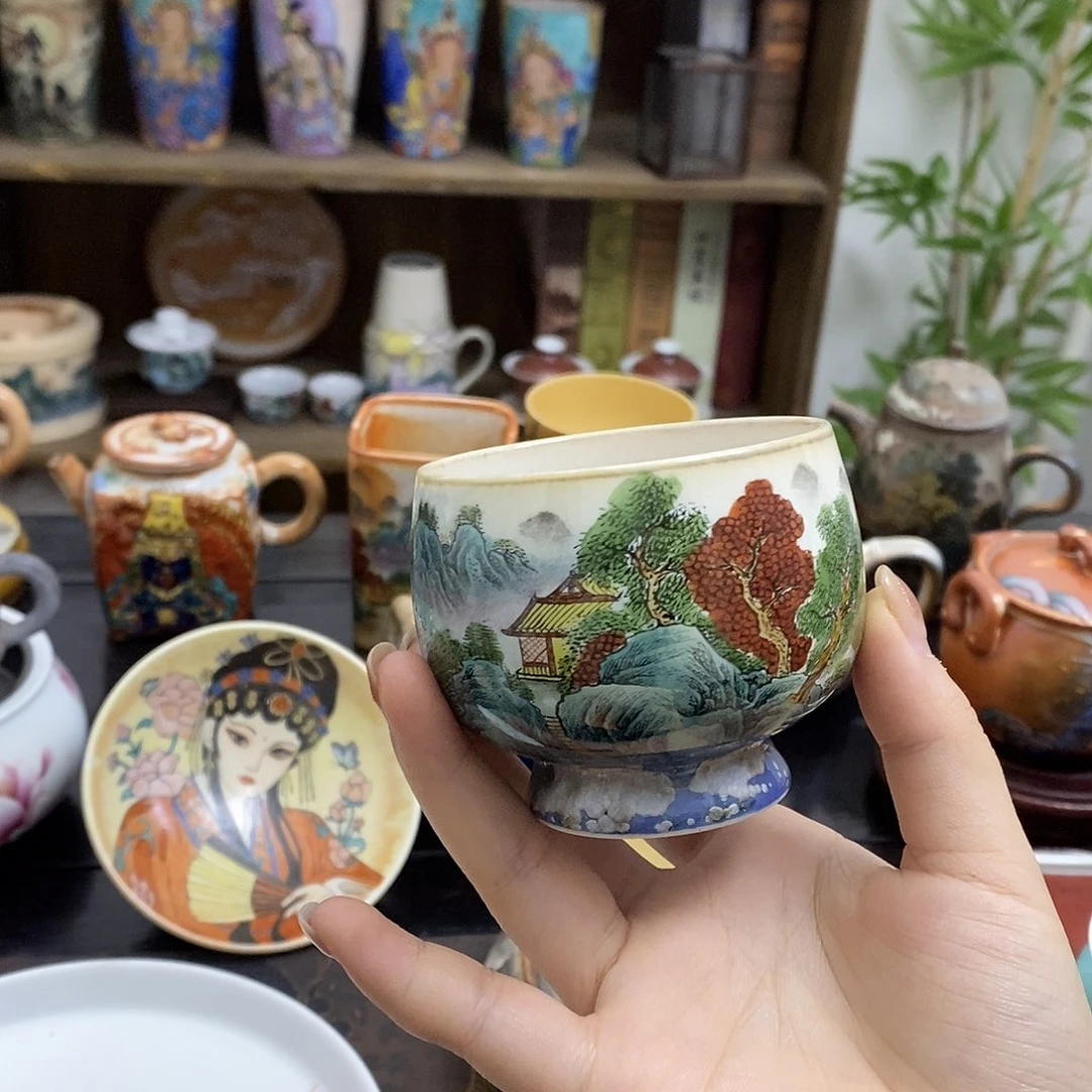 山水手工手绘制作茶具