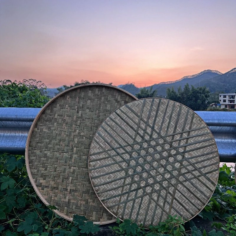 手工竹编竹匾簸箕环保竹篮竹筛子竹器 晾晒大竹匾竹青加固有底托