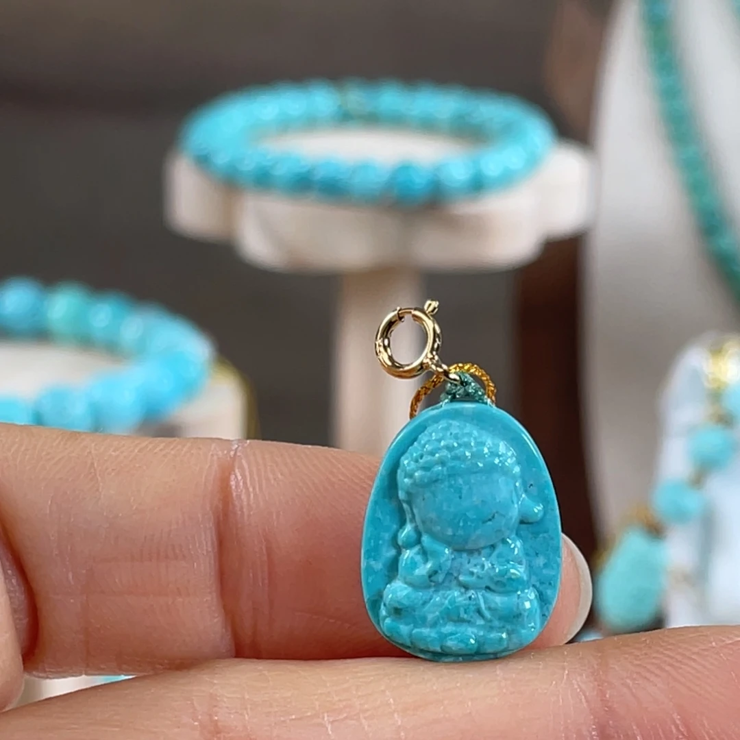 绿松石未镶嵌套链佛牌