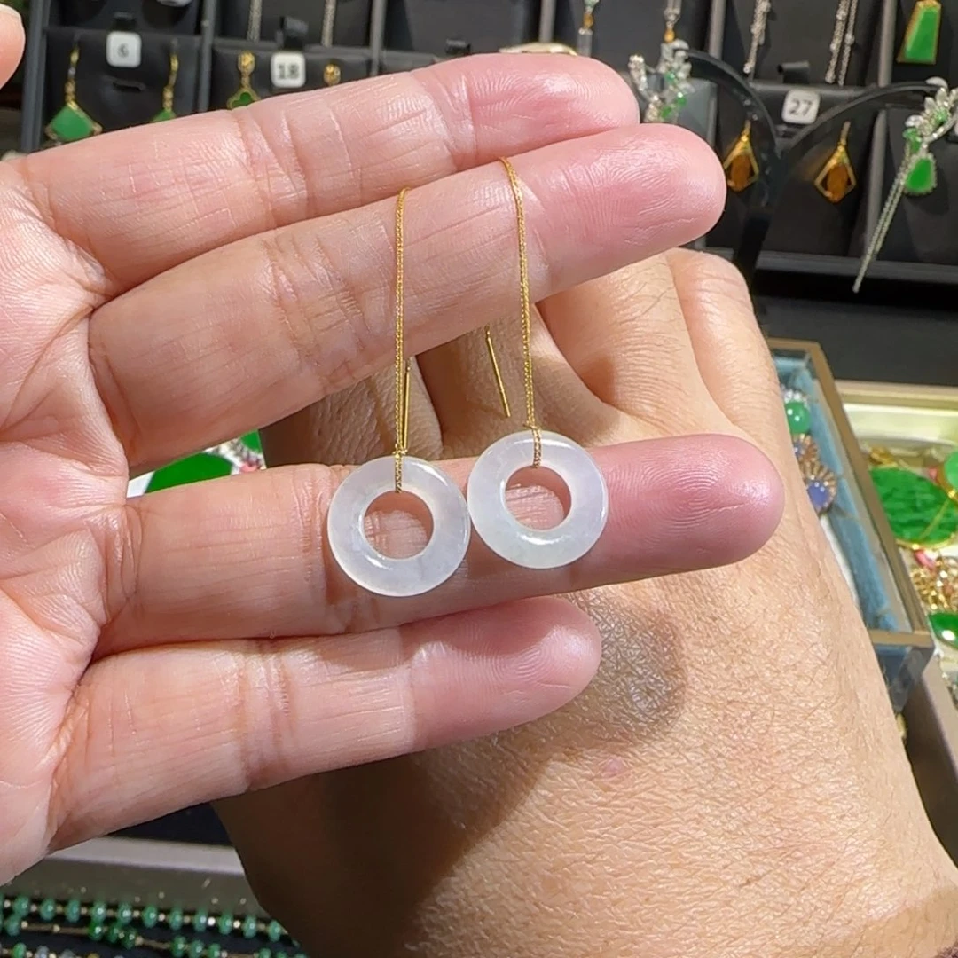 翡翠18K金镶嵌颈饰耳线