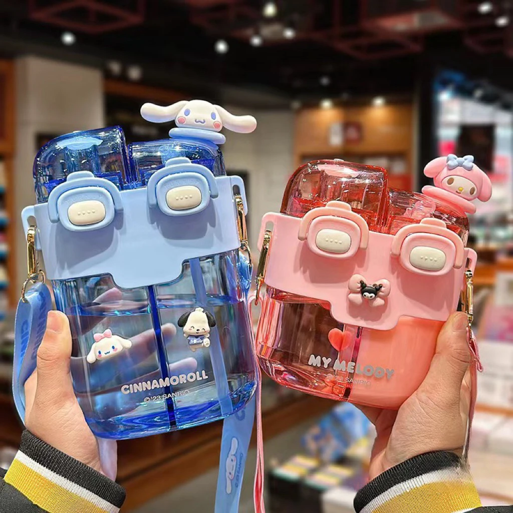 三丽鸥儿童水杯上学专用大容量学生吸管双饮杯夏天幼儿园防摔水壶