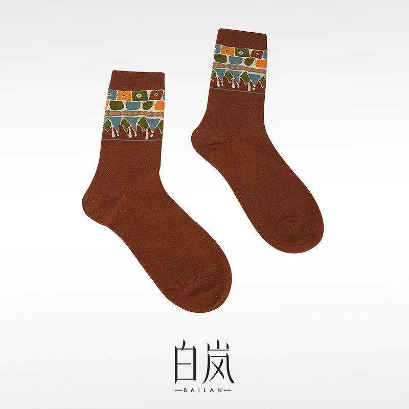 白岚「福泽绵绵」咖色中筒袜【非卖品，勿拍】ZP0109-B