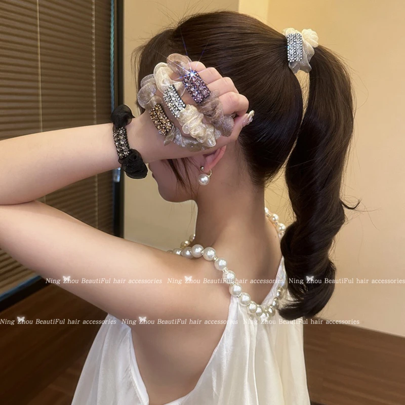 2025新款高马尾不塌头绳水钻扎头发大肠发圈皮筋女高弹力发绳头饰